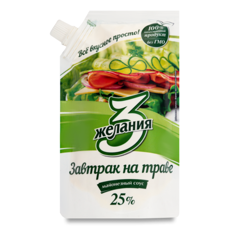 Майонез 3 Желания Завтрак на Траве 25% 190гр д/п