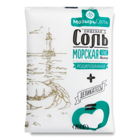 Соль Пищевая Мелкая Йодированная Морская Плюс Мозырьсоль м/у 1000г