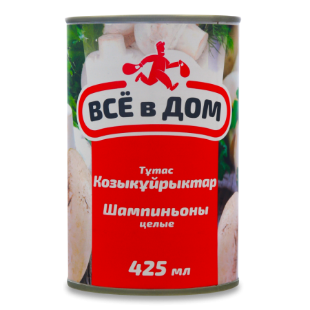 Шампиньоны Целые Консервированные Всё в Дом ж/б 425мл