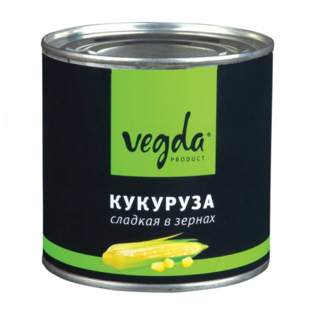 Кукуруза Vegda Отборная Сладкая в Зернах 425 мл Гост ж/б