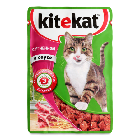 Корм Влажный Для Взрослых Кошек с Ягненком в Соусе Kitekat м/у 85г
