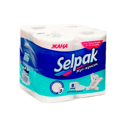 Бумага Туалетная Selpak Белая 3сл 8рулонов