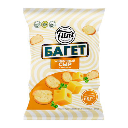 Сухарики Flint Багет Сливочный Сыр с Зеленью 75гр п/п