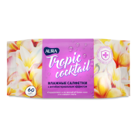 Салфетки Влажные с Антибактериальным Эффектом Tropic Сocktail Aura 60шт