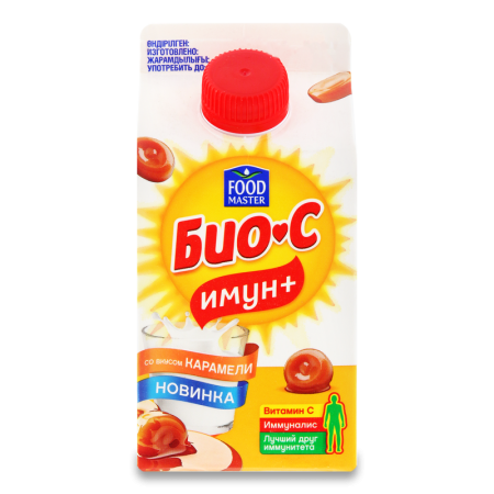 Биойогурт Питьевой био-с имун+ Карамель 3,2% 450гр Trx