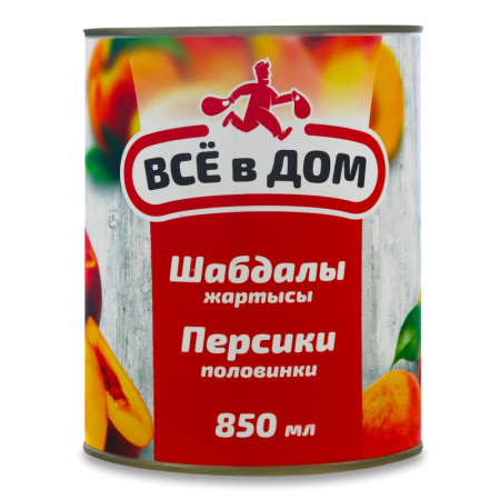 Персики Половинки в Легком Сиропе Всё в Дом ж/б 850мл Персики Половинки в Легком Сиропе Всё в Дом ж/б 850мл