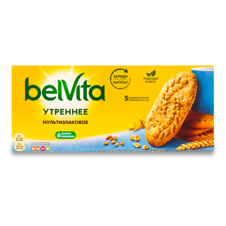 Печенье Витаминизированное со Злаковыми Хлопьями Утреннее Belvita к/у 225г