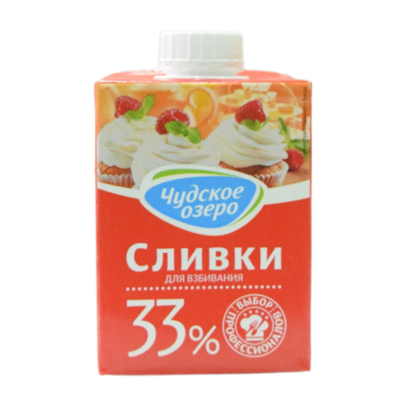 Сливки Чудское Озеро д/взбивания 33% 500 мл Tba