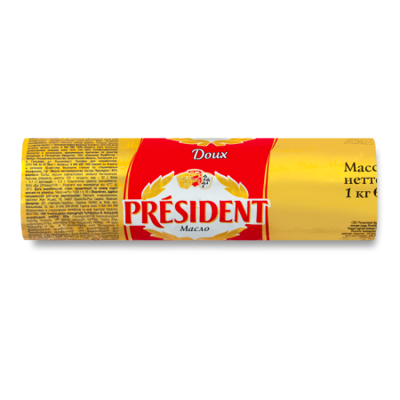 Масло 82% кисло-сливочное Несолёное President м/у 1кг