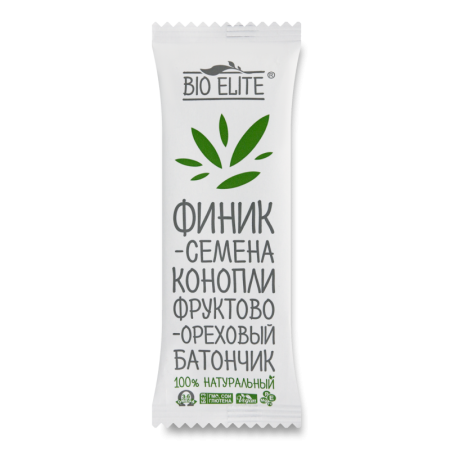 Батончик фруктово-ореховый финик-семена Конопли Bio Elite м/у 35г