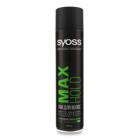 Лак Для Волос Максимально Сильной Фиксации Max Hold Syoss 400мл