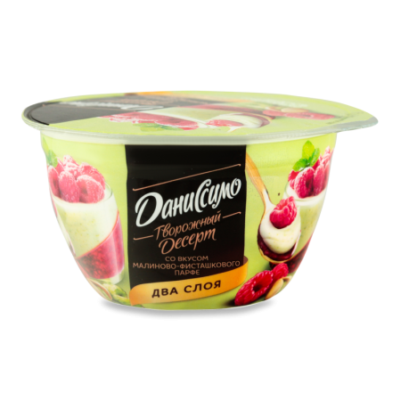 Десерт Творожный 5% со Вкусом малиново-фисташкового Парфе Двухслойный Даниссимо ст 140г
