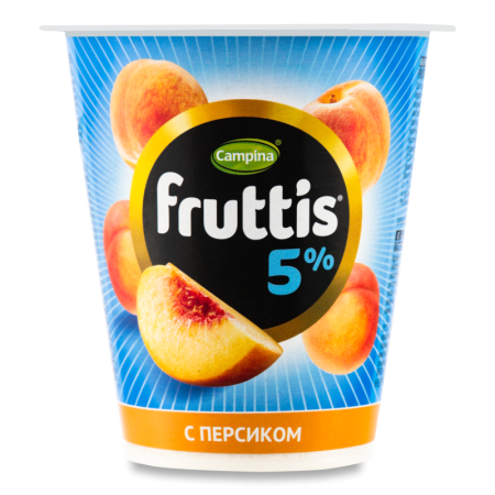 Продукт Йогуртный 5% Пастеризованный с Персиком Сливочное Лакомство Fruttis Campina ст 290г
