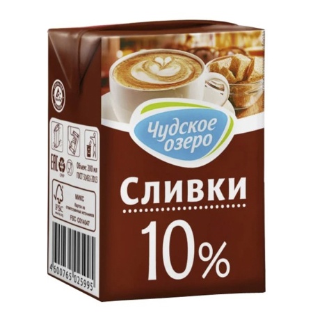 Сливки Чудское Озеро 10% 200мл Тba