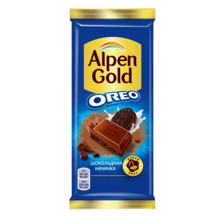 Шоколад Alpen Gold Мол с Кусочками Печенья Орео 90гр фл/п Шоколад Alpen Gold Мол с Кусочками Печенья Орео 90гр фл/п