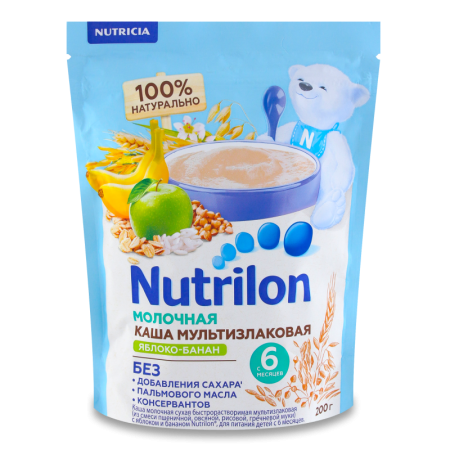 Каша Nutrilon Молочная яблоко/банан 200гр стаб/б