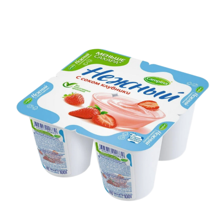 Йогурт Campina Нежный Клубн 1,2% 100гр Стак