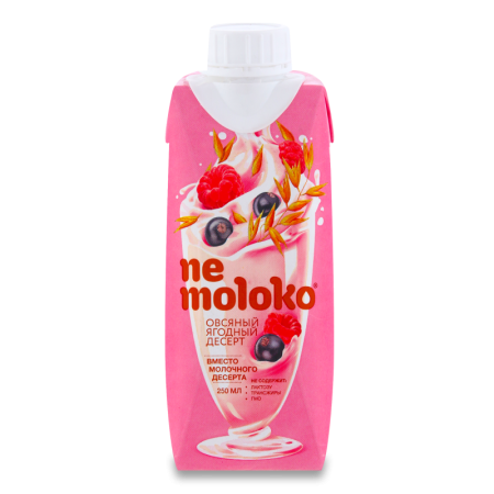 Десерт Nemoloko Овсяный Ягодный с Черн Смородиной и Малиной 0,25л Кбл