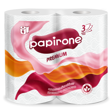 Бумага Туалетная 3 Слоя Premium Papirone 4шт