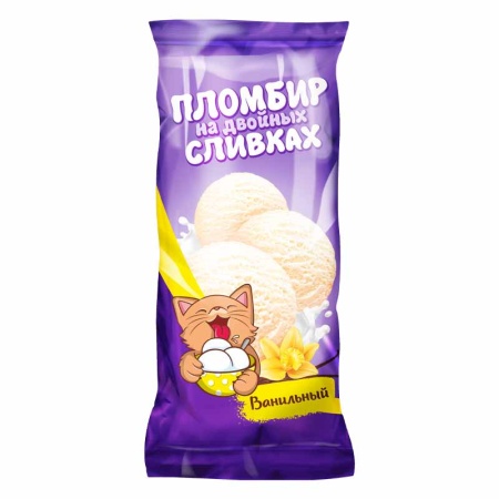 Мороженое Пломбир на Двойных Сливках Ваниль 450гр фл/п