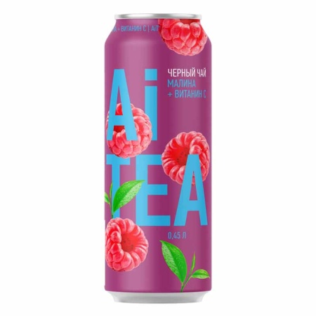 Напиток ai Tea Черный Чай малина+витамин с 0,5л ж/б