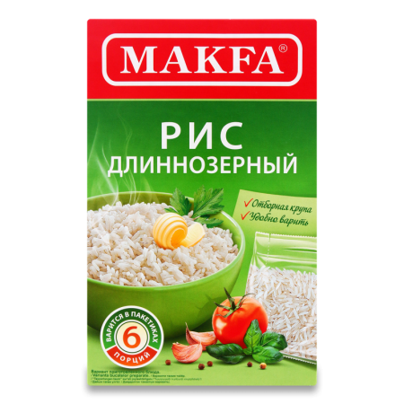 Рис Makfa Длиннозерный 5*80гр Кор