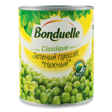 Горошек Зеленый Консервированный Стерилизованный Нежный Bonduelle ж/б 800г