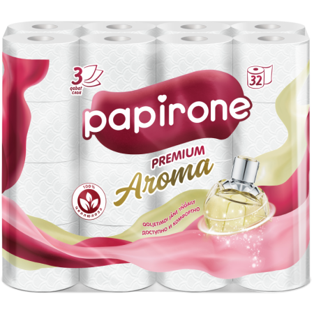 Бумага Туалетная Papirone Aroma 32шт 3сл гр/уп Бумага Туалетная Papirone Aroma 32шт 3сл гр/уп