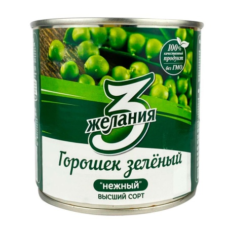 Горошек 3 Желания Нежный Зел в/с Конс 400гр ж/б