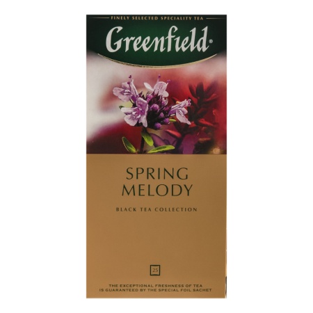 Чай Черный Байховый с Ароматом Фруктов и Душистых Трав и Растительными Компонентами Spring Melody Greenfield к/у 25х1.5г