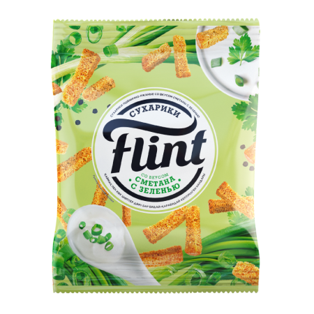 Сухарики Flint Сметана с Зеленью пшенично-ржаные 60гр м/у