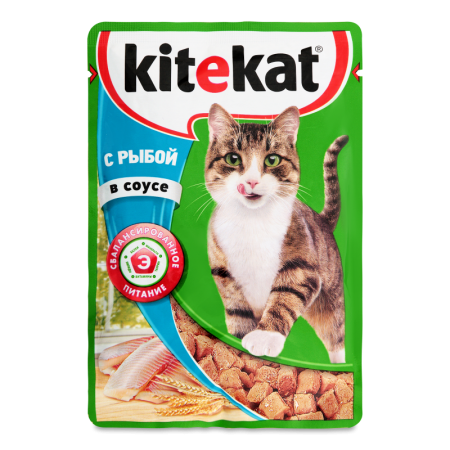Корм Влажный Для Взрослых Кошек с Рыбой в Соусе Kitekat м/у 85г