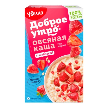 Каша Увелка Сию Минутка Овсяная с Клубникой 200гр Кор