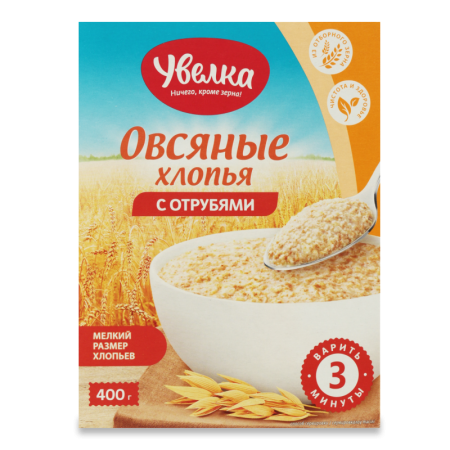 Хлопья Овсяные с Отрубями Увелка к/у 400г