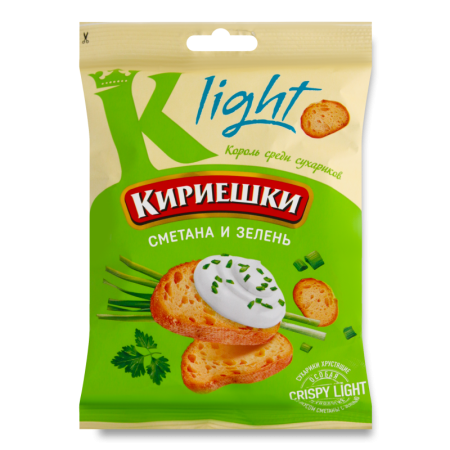 Сухарики Хрустящие Сметана и Зелень Кириешки м/у 80г