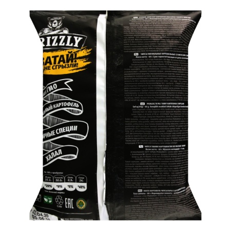 Чипсы Натуральные Картофельные Сыр Grizzly м/у 60г