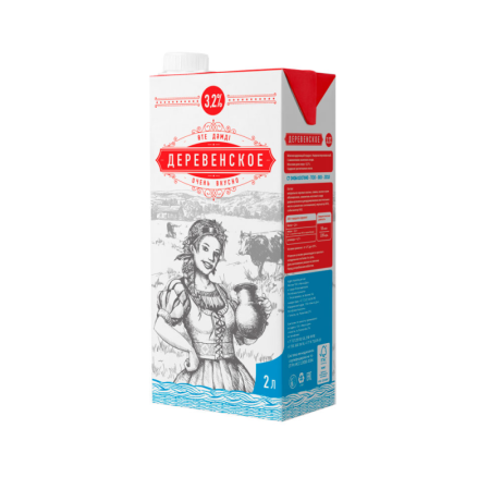 Молоко Деревенское 3,2% 2л Tba