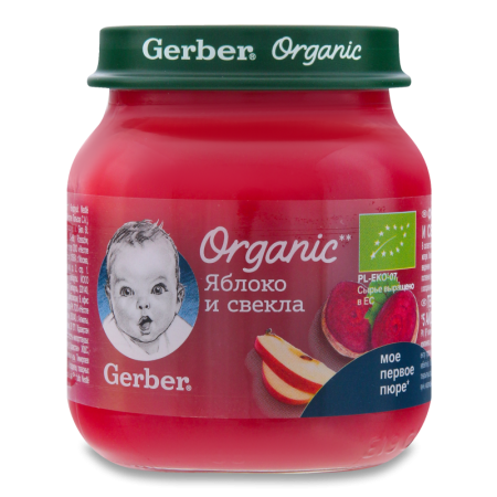 Пюре Gerber Organic яблоко/свекла 125гр с/б
