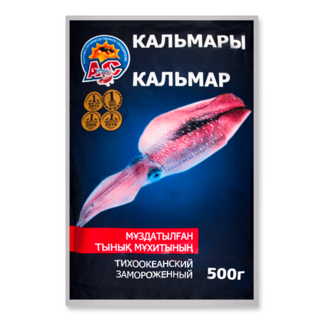 Кальмар ас Тихоокеанский Мороженный Тушка 500гр фл/п