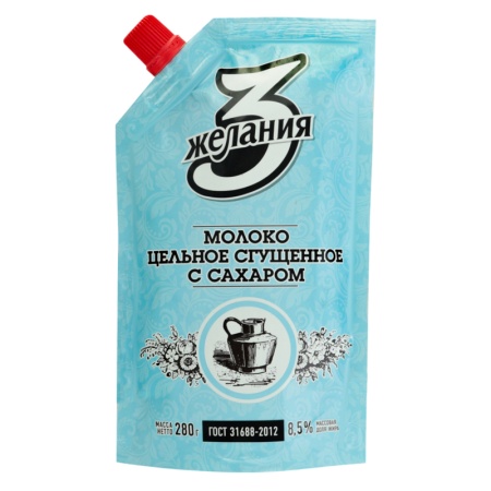 Молоко Сгущеное 3 Желания 8,5% 270гр д/п Молоко Сгущеное 3 Желания 8,5% 270гр д/п