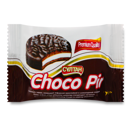 Печенье с какао, Кокосовой Зефирной Прослойкой в Шоколадной Глазури Choco Pir Сұлтан м/у 30г