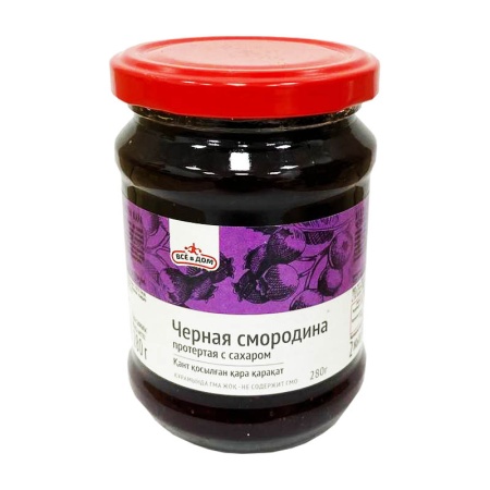 Протёртая с Сахаром Всё в Дом Чёрная Смородина 280гр с/б