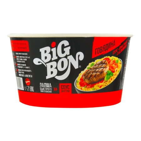 Лапша биг-бон б/п говядина/томат 85гр Тар