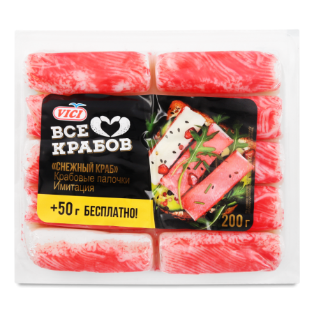 Палочки Крабовые Пастеризованные Снежный Краб Vici в/у 250г