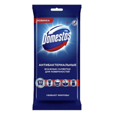 Салфетки Влажные Domestos Антибактериальные д/поверхностей 30шт фл/п