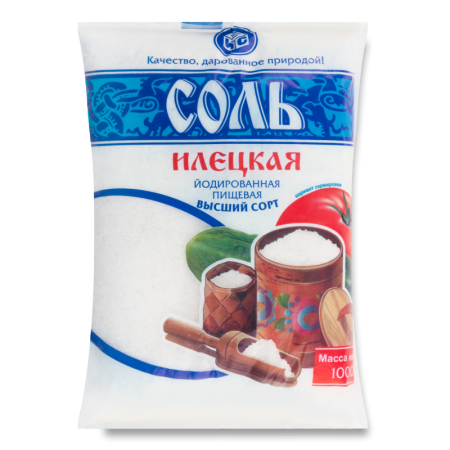 Соль Пищевая Молотая Йодированная Помол №1 Илецкая м/у 1000г