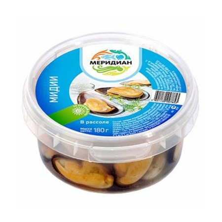 Мидии Меридиан в Рассоле 180гр Стак Мидии Меридиан в Рассоле 180гр Стак