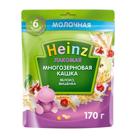 Каша Heinz Мол Лакомая Многозерн яблоко/вишня 6мес+ 170гр д/п
