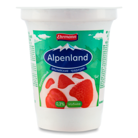 Продукт Йогуртный 0.3% Пастеризованный с Клубникой Фруктовый Alpenland Ehrmann ст 320г