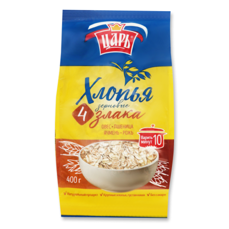 Хлопья Зерновые Экстра 4 Злака Царь м/у 400г
